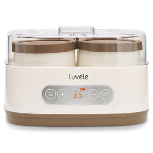 Yaourtière Luvele Pure avec 4 pots de 400 ml pour régimes SCD et GAPS, capacité totale 1,5 litre