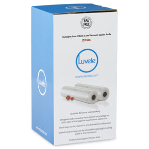 Rouleaux de sacs pour machine sous vide Luvele | Sacs sous vide 22 cm sur 20 m