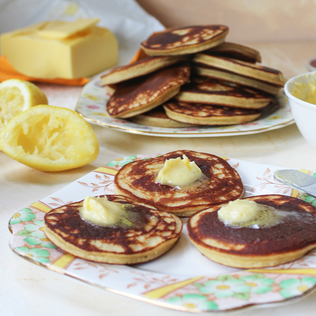 Coconut flour pancakes with lemon butter