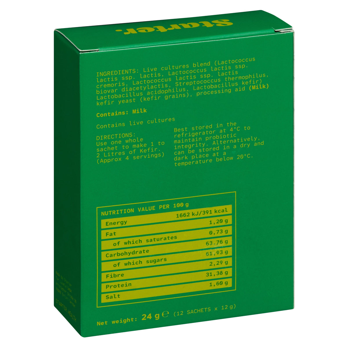 Culture de fermentation kéfir traditionnel - Culture de kéfir en poudre - 12 sachets