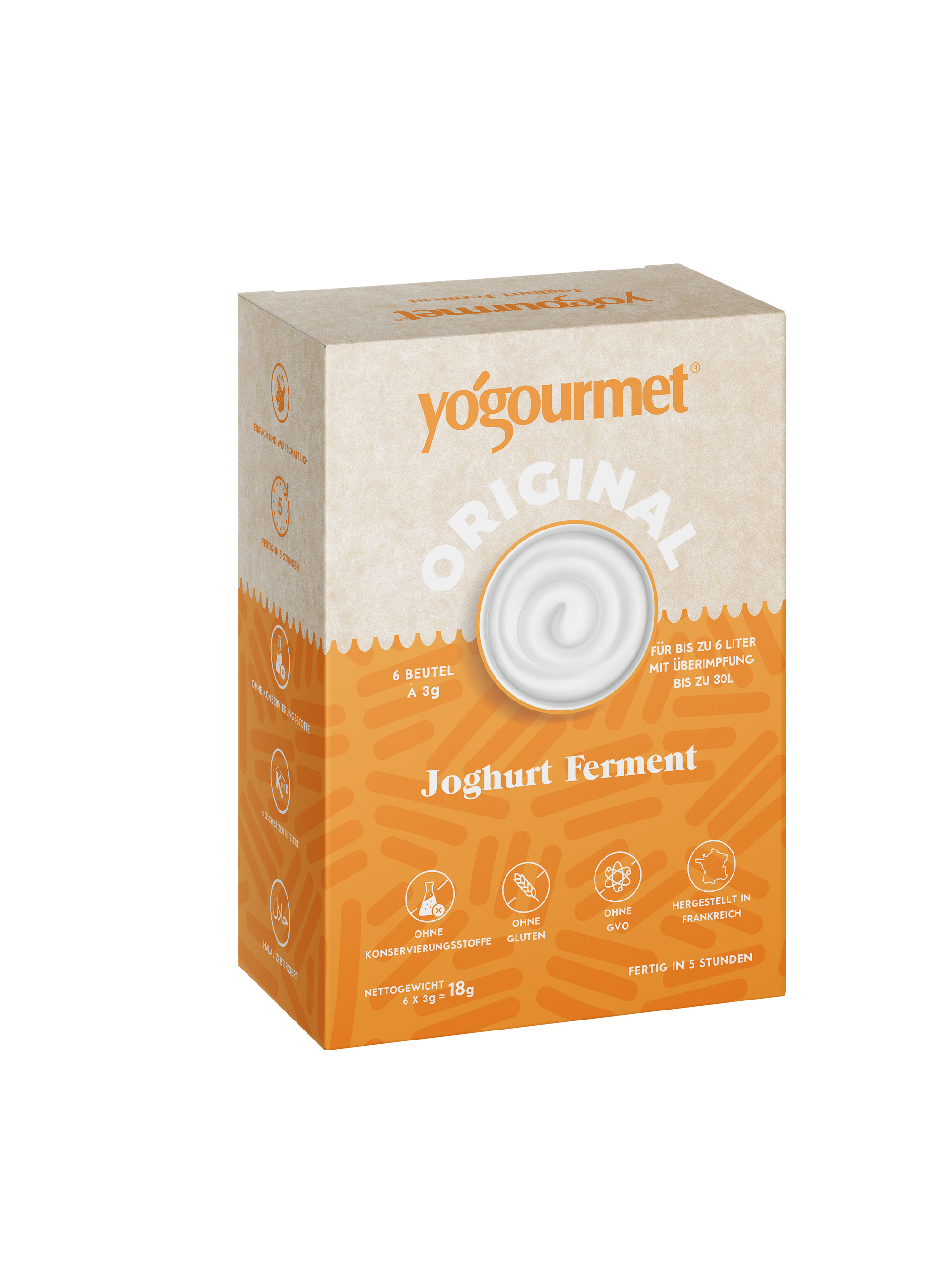 Préparation pour yaourt traditionnel Yogourmet compatible SCD | Trois boîtes | 18 sachets x 3 g