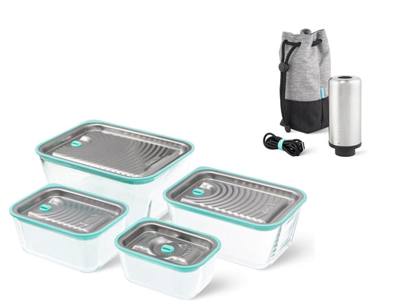 Récipient sous vide Luvele Fresh | Ensemble de quatre pièces Avec Pompe Manuelle
